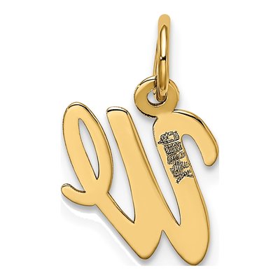 10K Yellow Gold Small Script Initial W Charm – view 4