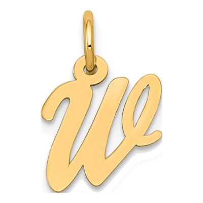 10K Yellow Gold Small Script Initial W Charm