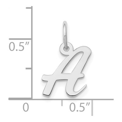 10K White Gold Small Script Initial A Charm – view 3