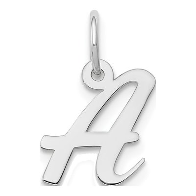 10K White Gold Small Script Initial A Charm