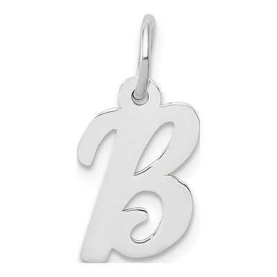 10K White Gold Initial B Charm