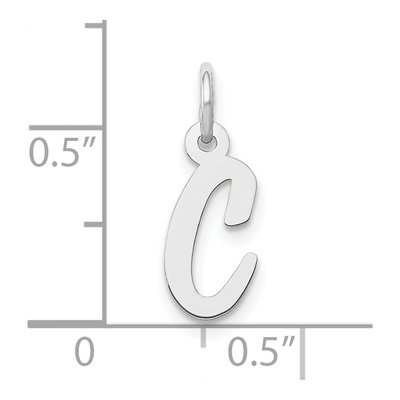 10K White Gold Small Script Initial C Charm – view 3