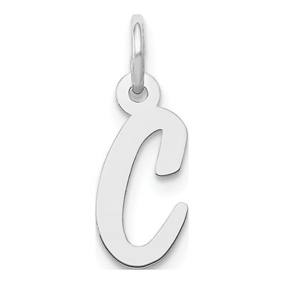 10K White Gold Small Script Initial C Charm