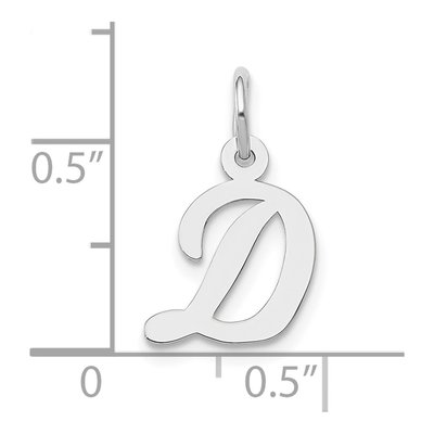 10K White Gold Script Initial D Charm – view 3