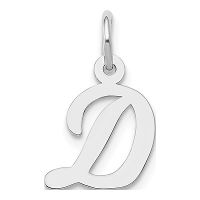 10K White Gold Script Initial D Charm