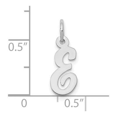 10K White Gold Small Script Initial E Charm – view 3