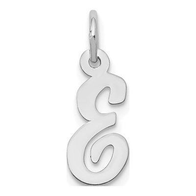 10K White Gold Small Script Initial E Charm