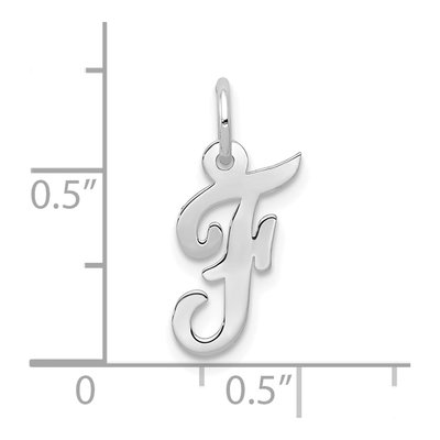 10K White Gold Small Script Initial F Charm – view 3
