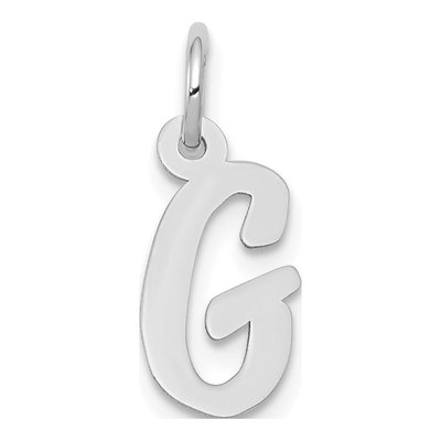 10K White Gold Small Script Initial G Charm