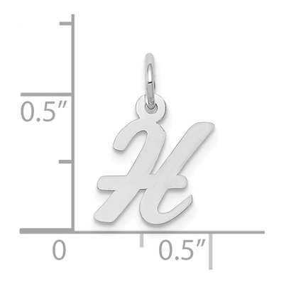 10K White Gold Small Script Initial H Charm – view 3