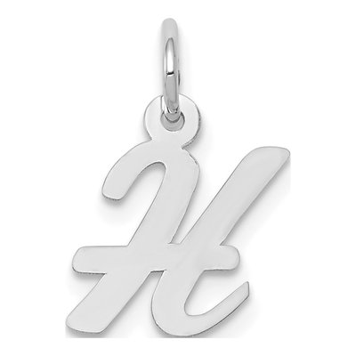 10K White Gold Small Script Initial H Charm