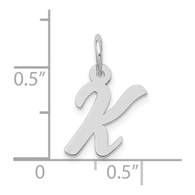 10K White Gold Small Script Initial K Charm – view 3