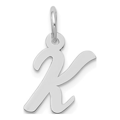 10K White Gold Small Script Initial K Charm
