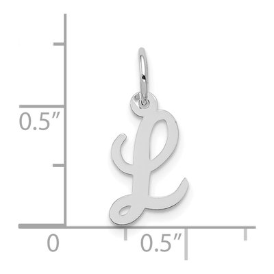 10K White Gold Script Initial L Pendant – view 3