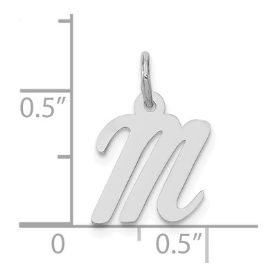 10K White Gold Small Script Initial M Charm – view 3