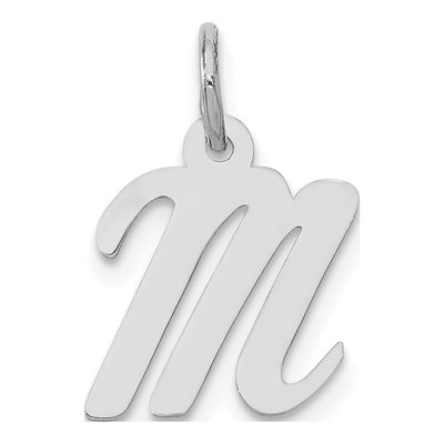 10K White Gold Small Script Initial M Charm