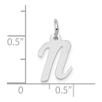 10K White Gold Small Script Initial N Charm – view 3