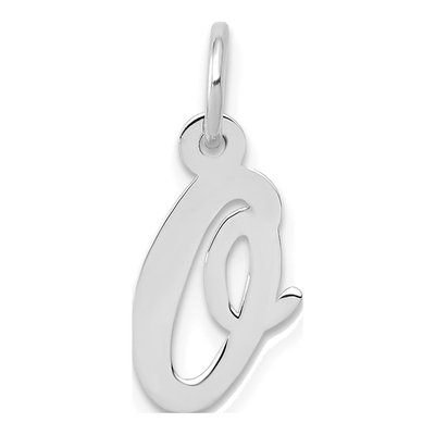 10K White Gold Small Initial O Charm