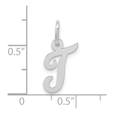 10K White Gold Small Script Initial T Charm – view 3