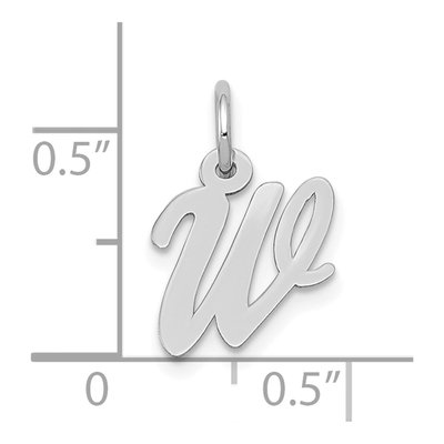 10K White Gold Script Initial W Pendant – view 3