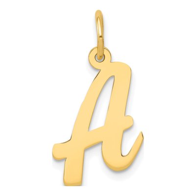 10K Yellow Gold Script Letter A Charm