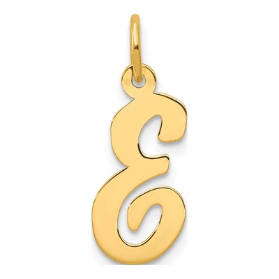 10K Yellow Gold Script Letter E Charm