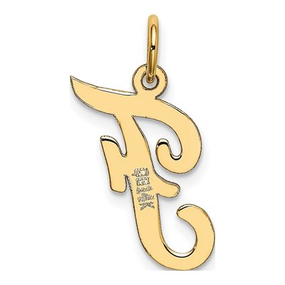 10K Yellow Gold Script Letter F Pendant – view 4