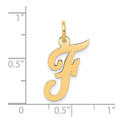 10K Yellow Gold Script Letter F Pendant – view 5