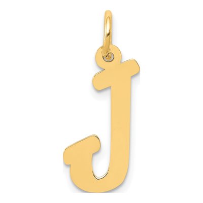 10K Yellow Gold Script Letter J Pendant