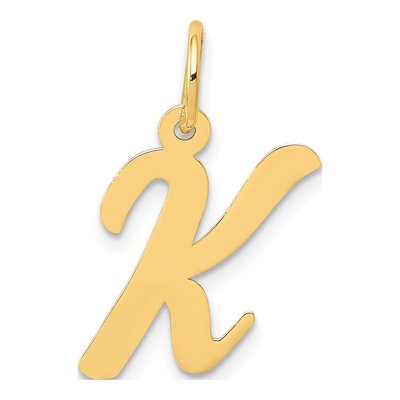 10K Yellow Gold Script Letter K Pendant