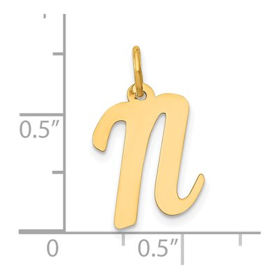 10K Yellow Gold Script Letter N Charm – view 5