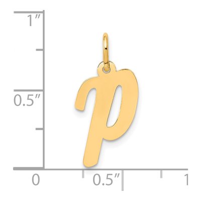 10K Yellow Gold Script Letter P Pendant – view 5