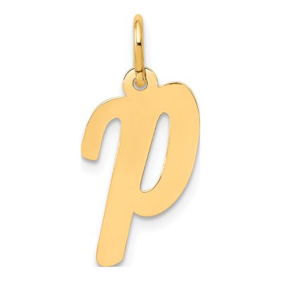 10K Yellow Gold Script Letter P Pendant