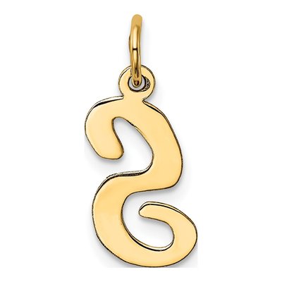 10K Yellow Gold Script Letter S Pendant – view 3