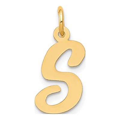 10K Yellow Gold Script Letter S Pendant