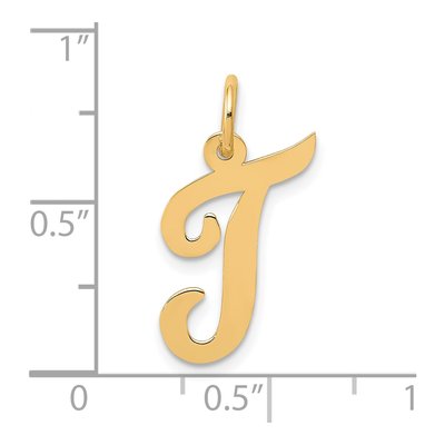 10K Yellow Gold Script Letter T Charm – view 4