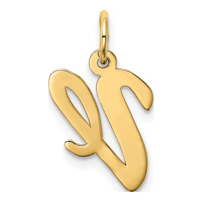 10K Yellow Gold Script Letter V Charm – view 4