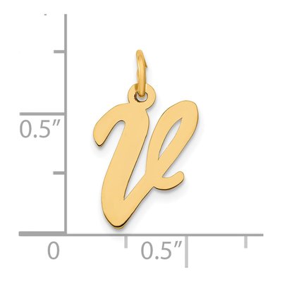 10K Yellow Gold Script Letter V Charm – view 5