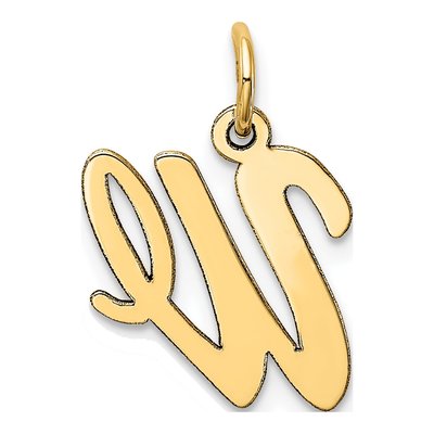 10K Yellow Gold Script Letter W Charm – view 4