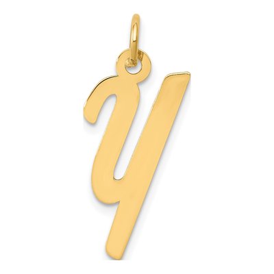 10K Yellow Gold Script Letter Y Charm