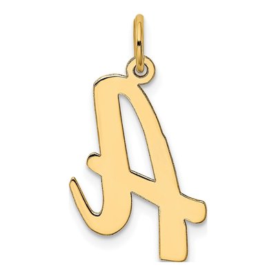 10K Yellow Gold Large Script Letter A Charm – view 3