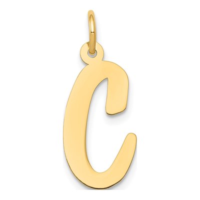 10K Yellow Gold Script Letter C Charm