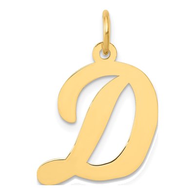 10K Yellow Gold Large Script Letter D Charm