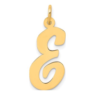 10K Yellow Gold Large Script Letter E Charm