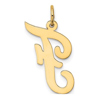 10K Yellow Gold Large Script Letter F Charm – view 3