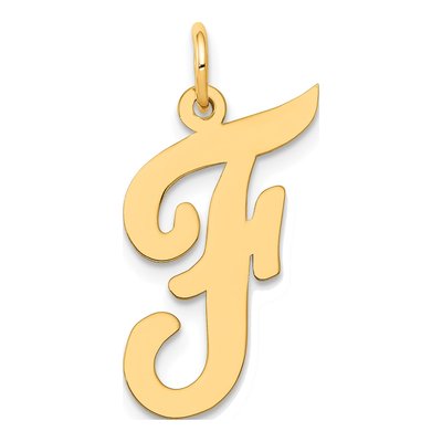 10K Yellow Gold Large Script Letter F Charm