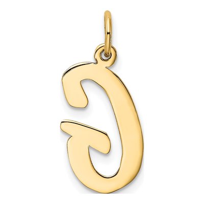 10K Yellow Gold Large Script Letter G Charm – view 3