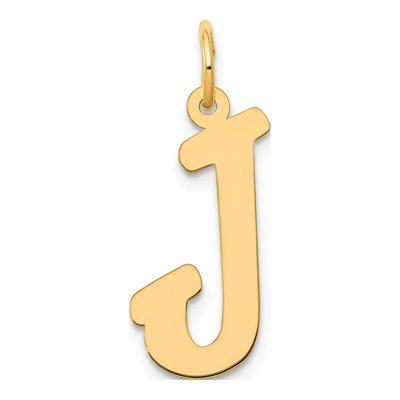 10K Yellow Gold Large Script Letter J Charm