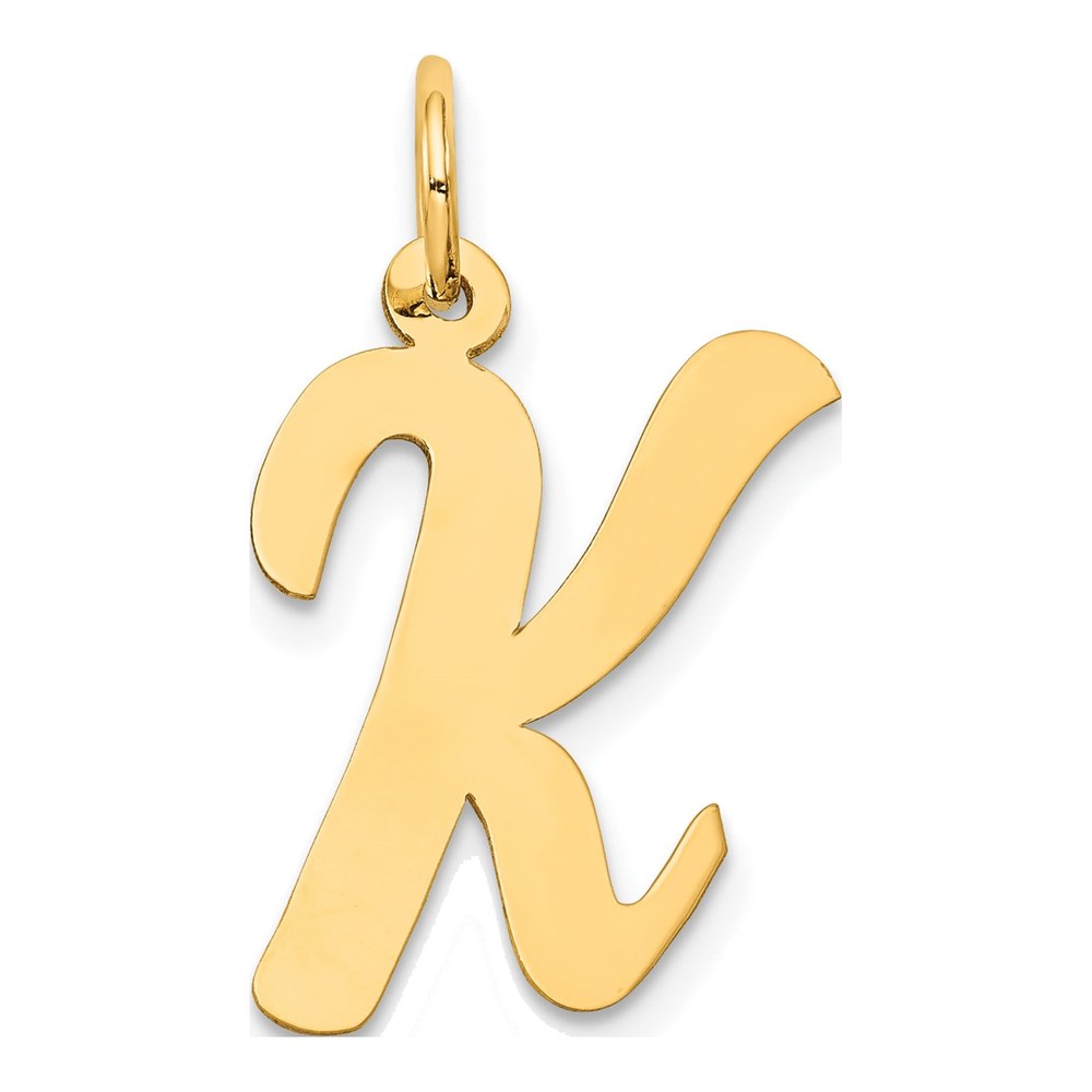 10K Yellow Gold Large Script Letter K Charm