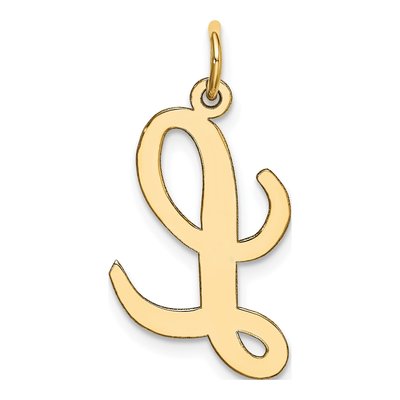 10K Yellow Gold Large Script Letter L Charm – view 3